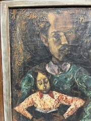 BERNARD CHAET 1940S EARLY LISTED BOSTON MODERNIST PORTRAIT ANTIQUE OIL PAINTING