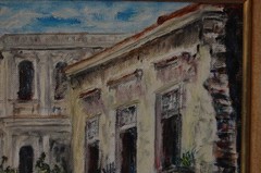 FRAMED SIGNED ORIGINAL OIL STREET SCENE VIEW OLD HAVANA, CUBA ARTIST HECTO VIDAL