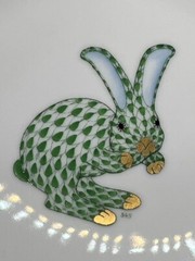 Herend Hand Painted Zodiac/Home Deco Plate Green Fishnet Designed 1999 Rabbit