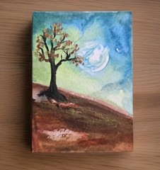 ACEO Original Watercolor Painting, 2.5 × 3.5 in, Nature, ShineGoldenArt