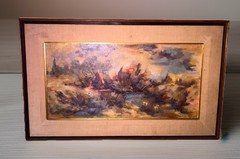 Vintage Richmond Artist Painting Abstract Colorful Art 1940’s 38x 23.5 Stretched