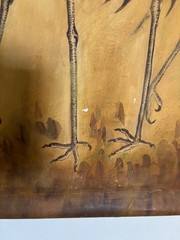 Unique one of a kind Sandhill Cranes Bird Painting ~ Wrought Iron Scroll Framing
