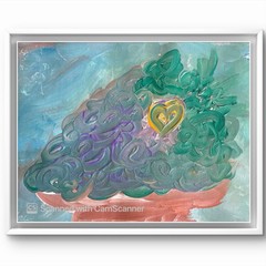 BLESSED#1346 Grape Heart Heap 4×6 Original on Canvas Linen Art Modern Abstract
