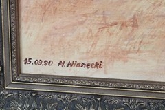 Vintage Homestead Cottage Oil Painting Signed M. Wianecki 15.09.90