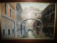„Bridge of Sighs“ oil painting by Adriano Spilimbergo (1901-1975) LISTED.