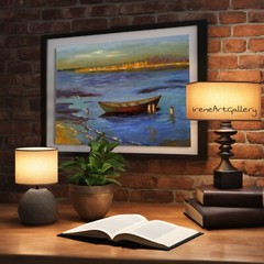 Seascape Painting Original Oil Artwork Low Tide Nautical Art 18×24 Fishing Boat