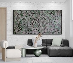 Original Abstract Painting One of a Kind Green Grey XXL Canvas Wall Art