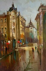 Oil Painting A Quiet Corner Of The Old Town Y. Suprunchuk Original nAAA4457
