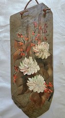 Rustic Autumnal Floral Oil Paintings on Slate Set of Three Signed Heistand