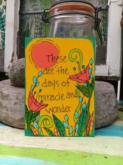 Paul Simon Lyric Folk Art Painting „Days of Miracle and Wonder“ 7×5″ Wood