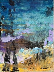 Textured Colorful Abstract Landscape Painting 9×12 Original Acrylic R Stevens