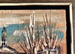 Mid Century Modern Painting Titled „Winter in Denver“ By John Leonard Checkley