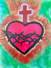 Original Art „Sacred Heart“ 9×12 Canvas Expressionism Abstract Design Home Art