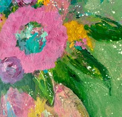 Abstract Flower Acrylic Painting: Colorful Floral Art on Canvas – Fine Art