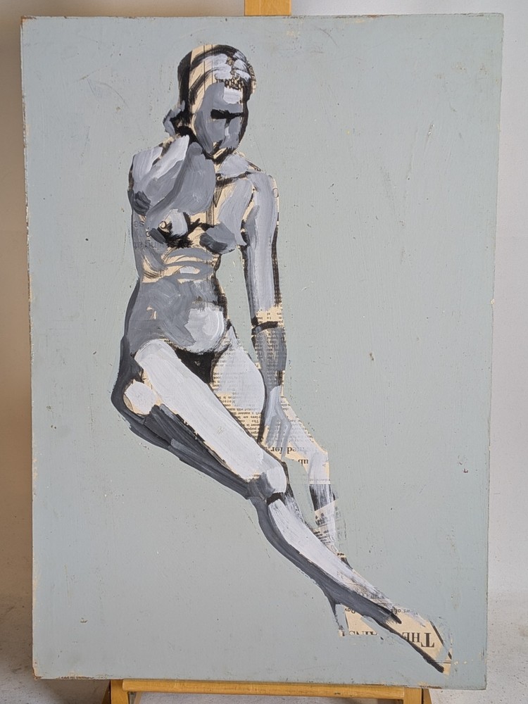 Vintage John Huszer 1913-83 figure study abstract female nude Rhode Island mcm