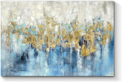 Abstract Painting Canvas Wall Art: Blue Picture Hand Painted Artwork for Bedroom