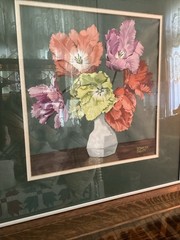 Romilda Dilley Original Gouache Floral Painting Signed Cincinnati Artist