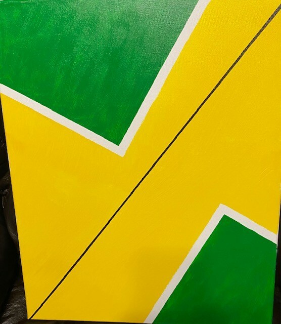 Yellow and Green. Dividing Line. 
