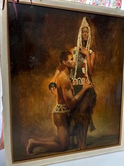 OIL PAINTING AFRICAN WOMAN AND MAN OILPAINTING BY ARTIST JOHNSON UNFRAMED.