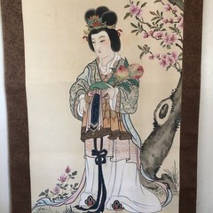 Chinese Painting Queen Mother of the West Peaches of Immortality Blossoms Scroll
