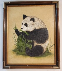 Panda Oil/Acrylic paintings original Framed animal Nature 24″x26″ signed Cooper