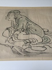 ANTIQUE DRAWING PAINTING JAPANESE MASTERFUL UNSIGNED POSSIBLY KUNIYOSHI WOMAN