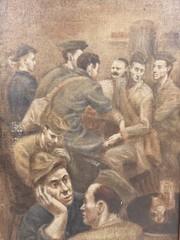 ROBERT GIVENS U.S. ARMY SIGNAL CORPS WW2 ANTIQUE HISTORIC WPA VINTAGE PAINTING