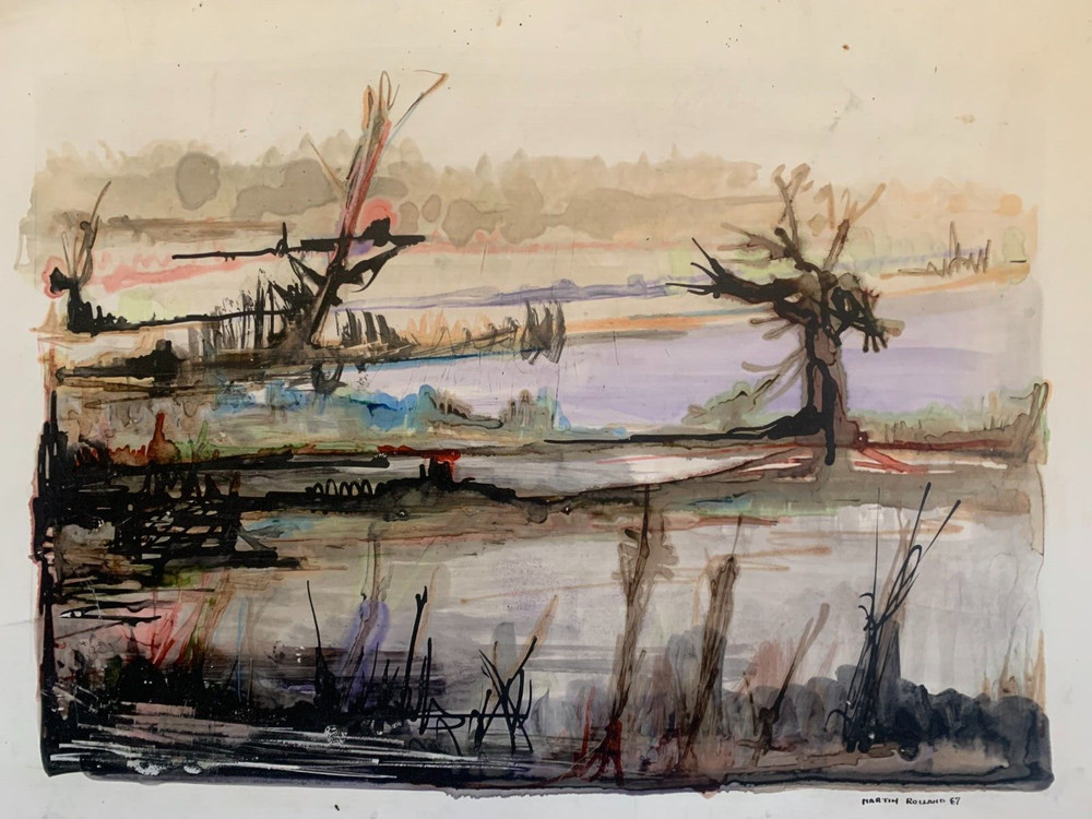 Martin Rolland (1926-2015) Modern Abstract Contemporary Marine Landscape 1967