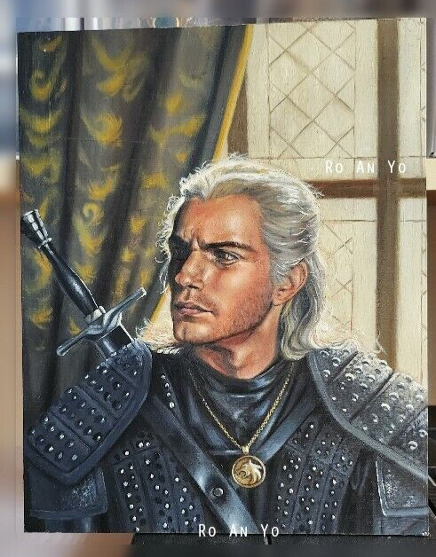 Original Oil Painting of GERALD of RIVIA Henry Cavill Fan Art by Roanyo