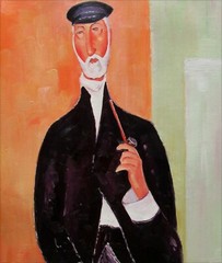 Amedeo Modigliani Man with Pipe Repro, Quality Hand Painted Oil Painting 20x24in