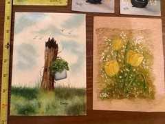 12 Small Miniature Paintings 1970’s and 80’s Unframed Signed Floral Still Life