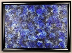 „Blue on Black“ 5″ x 7″ Original Acrylic Abstract Painting Art Unframed
