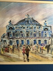 Pastel Chalk Original Artist Signed Paris Palais Garnier/Paris Opera House