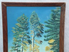 VINATGE MUELLER SIGNED CATTLE OIL PAINTING BIG LAKE WHITE MOUNTAIN ARIZONA 1957