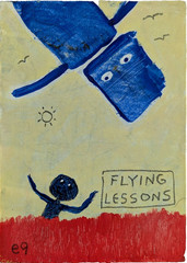 ACEO Original 2-pack: e9Art „flying lessons“ and „portrait study on yellow“