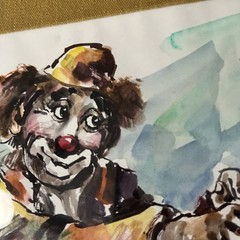 Vintage 70s Salvador Cabrera Clown Paintings Pair Of 2 ‘77 & ‘78 Framed Art