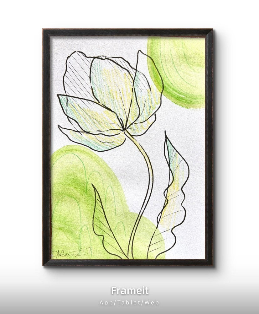 Original Organic Greens Painting by Alannah Dyer- Art 5×7 in. Boho Trendy Flower