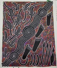 Noreen Nambijinba Original Aboriginal Oil on Canvas Unframed Kangaroo Dreaming