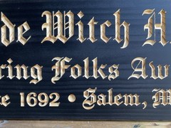 Halloween Salem Witch House Wooden Sign Carved Rustic Antique Look