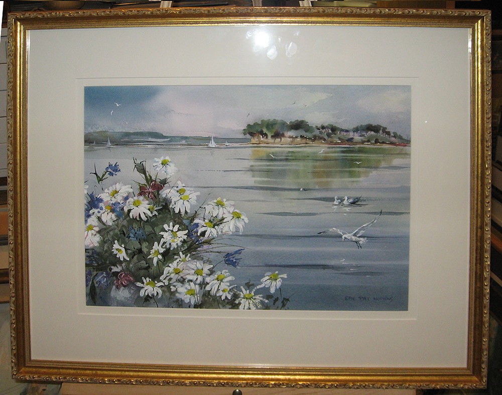 Edie Pyle Hopkins Flowers Daisies on the Coast WC Listed Maryland Artist