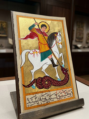 Hand-Painted Miniature Art: Saint George and the Dragon on Antique Ottoman Paper