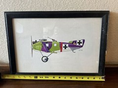 ORIGINAL WW1 AVIATION AIRPLANE WATERCOLOR PAINTING SIGNED SEELY
