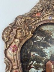 Cusco School Style Peruvian Colonial Religious Painted Wood Panels Carved Gilt