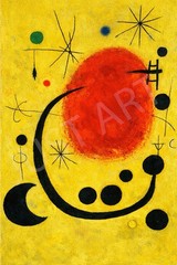 Abstract Cosmic Symbol Canvas Art – Bold Yellow Modern Composition, 24 x 36 in