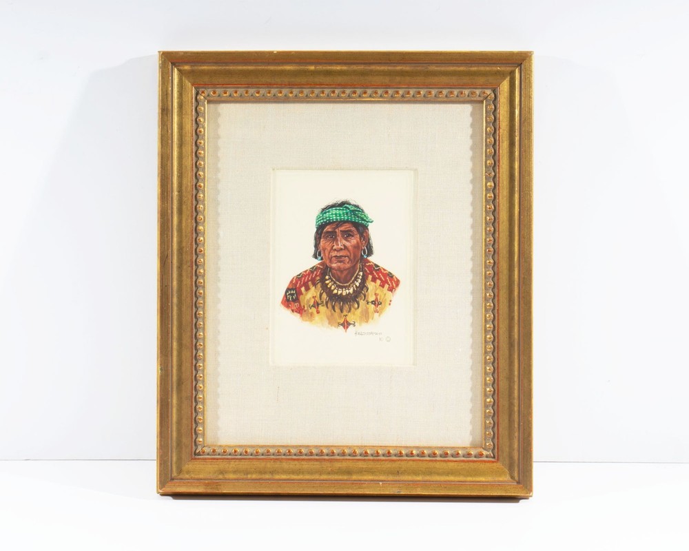 Hubert Wackermann 1980 „Man From Zia Pueblo“ Casein Painting