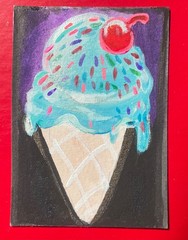 ACEO Blueberry Ice scream with jimmies, marinaart77