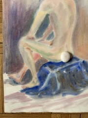 Vintage Watercolor Study Painting Tall Man Peter Feldman Gay Int 15 x 22