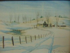 Jerry Wayne DOWNS Original Americana Painting MIDWESTERN Winter 1972 Framed ART