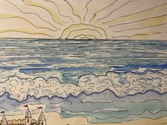 Sandcastle Mixed Media Painting KC Jones Florida Beach Seascape Sea Coastal Art