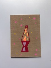 ACEO Watercolor Paper Acrylic Painting Original Mini Art ATC Title Lava Lamp